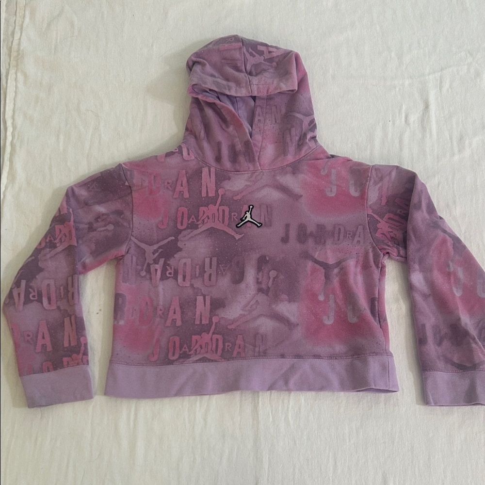 Air Jordan Lavender & Pink Logo Print Hoodie Girl M